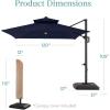 imageBest Choice Products 10x10ft Cantilever Patio Umbrella wBase Included Solar LED Lights 360 Rotation Large Offset Hanging Outdoor Shade for Deck Pool Backyard wStand  BurgundyNavy Blue