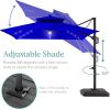 imageBest Choice Products 10x10ft Cantilever Patio Umbrella wBase Included Solar LED Lights 360 Rotation Large Offset Hanging Outdoor Shade for Deck Pool Backyard wStand  BurgundyResort Blue