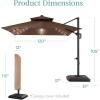 imageBest Choice Products 10x10ft Cantilever Patio Umbrella wBase Included Solar LED Lights 360 Rotation Large Offset Hanging Outdoor Shade for Deck Pool Backyard wStand  BurgundyBrown
