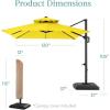 imageBest Choice Products 10x10ft Cantilever Patio Umbrella wBase Included Solar LED Lights 360 Rotation Large Offset Hanging Outdoor Shade for Deck Pool Backyard wStand  BurgundyYellow