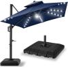 imageBest Choice Products 10x10ft Cantilever Patio Umbrella wBase Included Solar LED Lights 360 Rotation Large Offset Hanging Outdoor Shade for Deck Pool Backyard wStand  BurgundyNavy Blue