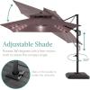 imageBest Choice Products 10x10ft Cantilever Patio Umbrella wBase Included Solar LED Lights 360 Rotation Large Offset Hanging Outdoor Shade for Deck Pool Backyard wStand  BurgundyDeep Taupe