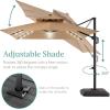 imageBest Choice Products 10x10ft Cantilever Patio Umbrella wBase Included Solar LED Lights 360 Rotation Large Offset Hanging Outdoor Shade for Deck Pool Backyard wStand  BurgundyTan