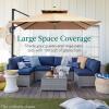 imageBest Choice Products 10x10ft Cantilever Patio Umbrella wBase Included Solar LED Lights 360 Rotation Large Offset Hanging Outdoor Shade for Deck Pool Backyard wStand  BurgundyRed