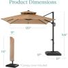 imageBest Choice Products 10x10ft Cantilever Patio Umbrella wBase Included Solar LED Lights 360 Rotation Large Offset Hanging Outdoor Shade for Deck Pool Backyard wStand  BurgundyTan
