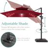 imageBest Choice Products 10x10ft Cantilever Patio Umbrella wBase Included Solar LED Lights 360 Rotation Large Offset Hanging Outdoor Shade for Deck Pool Backyard wStand  BurgundyBurgundy