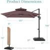 imageBest Choice Products 10x10ft Cantilever Patio Umbrella wBase Included Solar LED Lights 360 Rotation Large Offset Hanging Outdoor Shade for Deck Pool Backyard wStand  BurgundyDeep Taupe