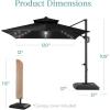 imageBest Choice Products 10x10ft Cantilever Patio Umbrella wBase Included Solar LED Lights 360 Rotation Large Offset Hanging Outdoor Shade for Deck Pool Backyard wStand  BurgundyBlack