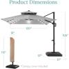 imageBest Choice Products 10x10ft Cantilever Patio Umbrella wBase Included Solar LED Lights 360 Rotation Large Offset Hanging Outdoor Shade for Deck Pool Backyard wStand  BurgundyFog Gray