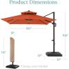 imageBest Choice Products 10x10ft Cantilever Patio Umbrella wBase Included Solar LED Lights 360 Rotation Large Offset Hanging Outdoor Shade for Deck Pool Backyard wStand  BurgundyRust