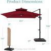 imageBest Choice Products 10x10ft Cantilever Patio Umbrella wBase Included Solar LED Lights 360 Rotation Large Offset Hanging Outdoor Shade for Deck Pool Backyard wStand  BurgundyBurgundy