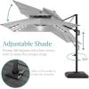 imageBest Choice Products 10x10ft Cantilever Patio Umbrella wBase Included Solar LED Lights 360 Rotation Large Offset Hanging Outdoor Shade for Deck Pool Backyard wStand  BurgundyFog Gray