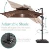 imageBest Choice Products 10x10ft Cantilever Patio Umbrella wBase Included Solar LED Lights 360 Rotation Large Offset Hanging Outdoor Shade for Deck Pool Backyard wStand  BurgundyBrown