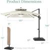 imageBest Choice Products 10x10ft Cantilever Patio Umbrella wBase Included Solar LED Lights 360 Rotation Large Offset Hanging Outdoor Shade for Deck Pool Backyard wStand  BurgundyIvory