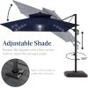 imageBest Choice Products 10x10ft Cantilever Patio Umbrella wBase Included Solar LED Lights 360 Rotation Large Offset Hanging Outdoor Shade for Deck Pool Backyard wStand  BurgundyNavy Blue