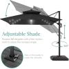 imageBest Choice Products 10x10ft Cantilever Patio Umbrella wBase Included Solar LED Lights 360 Rotation Large Offset Hanging Outdoor Shade for Deck Pool Backyard wStand  BurgundyGray
