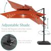 imageBest Choice Products 10x10ft Cantilever Patio Umbrella wBase Included Solar LED Lights 360 Rotation Large Offset Hanging Outdoor Shade for Deck Pool Backyard wStand  BurgundyRust