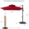 imageBest Choice Products 10x10ft Cantilever Patio Umbrella wBase Included Solar LED Lights 360 Rotation Large Offset Hanging Outdoor Shade for Deck Pool Backyard wStand  BurgundyRed