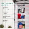imageBest Choice Products 10x10ft Easy Pop Up Canopy wSide Wall 10 Pockets Portable Carrying Case 1Button Setup 4 Weight Bags  SandAmerican Flag