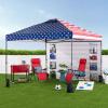 imageBest Choice Products 10x10ft Easy Pop Up Canopy wSide Wall 10 Pockets Portable Carrying Case 1Button Setup 4 Weight Bags  SandAmerican Flag