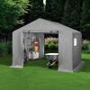imageBest Choice Products 10x8ft Outdoor Storage Shed Carport Canopy Shelter Dual Doors ampamp Windows Metal Frame WeatherResistant Perfect for Storing Motorcycle Bike Garden Tools  TanGray