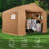 imageBest Choice Products 10x8ft Outdoor Storage Shed Carport Canopy Shelter Dual Doors ampamp Windows Metal Frame WeatherResistant Perfect for Storing Motorcycle Bike Garden Tools  TanTan