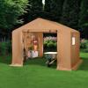 imageBest Choice Products 10x8ft Outdoor Storage Shed Carport Canopy Shelter Dual Doors ampamp Windows Metal Frame WeatherResistant Perfect for Storing Motorcycle Bike Garden Tools  TanTan