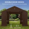 imageBest Choice Products 10x8ft Outdoor Storage Shed Carport Canopy Shelter Dual Doors ampamp Windows Metal Frame WeatherResistant Perfect for Storing Motorcycle Bike Garden Tools  TanBrown