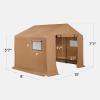 imageBest Choice Products 10x8ft Outdoor Storage Shed Carport Canopy Shelter Dual Doors ampamp Windows Metal Frame WeatherResistant Perfect for Storing Motorcycle Bike Garden Tools  TanTan