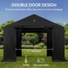 imageBest Choice Products 10x8ft Outdoor Storage Shed Carport Canopy Shelter Dual Doors ampamp Windows Metal Frame WeatherResistant Perfect for Storing Motorcycle Bike Garden Tools  TanBlack