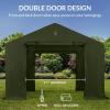 imageBest Choice Products 10x8ft Outdoor Storage Shed Carport Canopy Shelter Dual Doors ampamp Windows Metal Frame WeatherResistant Perfect for Storing Motorcycle Bike Garden Tools  TanForest Green
