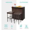 imageBest Choice Products 3Piece AllWeather Wicker Bar Table Set for Indoor Outdoor Kitchen Patio Backyard w 2 Stools Glass Tabletop Storage Shelves  Brown