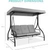 imageBest Choice Products 3Seat Outdoor Large Converting Canopy Swing Glider Patio Hammock Lounge Chair for Porch Backyard wFlatbed Adjustable Shade Removable Cushions  BurgundyFog Gray