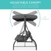 imageBest Choice Products 3Seat Outdoor Large Converting Canopy Swing Glider Patio Hammock Lounge Chair for Porch Backyard wFlatbed Adjustable Shade Removable Cushions  BurgundyGray