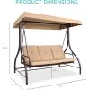 imageBest Choice Products 3Seat Outdoor Large Converting Canopy Swing Glider Patio Hammock Lounge Chair for Porch Backyard wFlatbed Adjustable Shade Removable Cushions  BurgundyTan