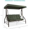 imageBest Choice Products 3Seat Outdoor Large Converting Canopy Swing Glider Patio Hammock Lounge Chair for Porch Backyard wFlatbed Adjustable Shade Removable Cushions  BurgundyMidnight Green