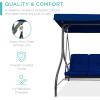 imageBest Choice Products 3Seat Outdoor Large Converting Canopy Swing Glider Patio Hammock Lounge Chair for Porch Backyard wFlatbed Adjustable Shade Removable Cushions  BurgundyNavy