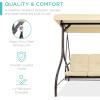 imageBest Choice Products 3Seat Outdoor Large Converting Canopy Swing Glider Patio Hammock Lounge Chair for Porch Backyard wFlatbed Adjustable Shade Removable Cushions  BurgundyIvory