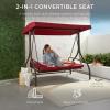 imageBest Choice Products 3Seat Outdoor Large Converting Canopy Swing Glider Patio Hammock Lounge Chair for Porch Backyard wFlatbed Adjustable Shade Removable Cushions  BurgundyDesert Taupe