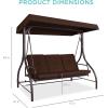 imageBest Choice Products 3Seat Outdoor Large Converting Canopy Swing Glider Patio Hammock Lounge Chair for Porch Backyard wFlatbed Adjustable Shade Removable Cushions  BurgundyBrown