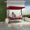 imageBest Choice Products 3Seat Outdoor Large Converting Canopy Swing Glider Patio Hammock Lounge Chair for Porch Backyard wFlatbed Adjustable Shade Removable Cushions  BurgundyBurgundy