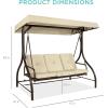 imageBest Choice Products 3Seat Outdoor Large Converting Canopy Swing Glider Patio Hammock Lounge Chair for Porch Backyard wFlatbed Adjustable Shade Removable Cushions  BurgundyIvory