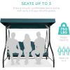 imageBest Choice Products 3Seat Outdoor Large Converting Canopy Swing Glider Patio Hammock Lounge Chair for Porch Backyard wFlatbed Adjustable Shade Removable Cushions  BurgundyPeacock