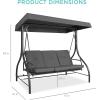 imageBest Choice Products 3Seat Outdoor Large Converting Canopy Swing Glider Patio Hammock Lounge Chair for Porch Backyard wFlatbed Adjustable Shade Removable Cushions  BurgundyGray