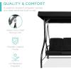 imageBest Choice Products 3Seat Outdoor Large Converting Canopy Swing Glider Patio Hammock Lounge Chair for Porch Backyard wFlatbed Adjustable Shade Removable Cushions  BurgundyBlack