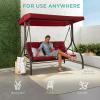 imageBest Choice Products 3Seat Outdoor Large Converting Canopy Swing Glider Patio Hammock Lounge Chair for Porch Backyard wFlatbed Adjustable Shade Removable Cushions  BurgundyDesert Taupe
