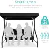 imageBest Choice Products 3Seat Outdoor Large Converting Canopy Swing Glider Patio Hammock Lounge Chair for Porch Backyard wFlatbed Adjustable Shade Removable Cushions  BurgundyBlack