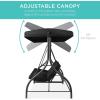 imageBest Choice Products 3Seat Outdoor Large Converting Canopy Swing Glider Patio Hammock Lounge Chair for Porch Backyard wFlatbed Adjustable Shade Removable Cushions  BurgundyBlack