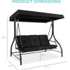 imageBest Choice Products 3Seat Outdoor Large Converting Canopy Swing Glider Patio Hammock Lounge Chair for Porch Backyard wFlatbed Adjustable Shade Removable Cushions  BurgundyBlack
