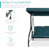 imageBest Choice Products 3Seat Outdoor Large Converting Canopy Swing Glider Patio Hammock Lounge Chair for Porch Backyard wFlatbed Adjustable Shade Removable Cushions  BurgundyPeacock